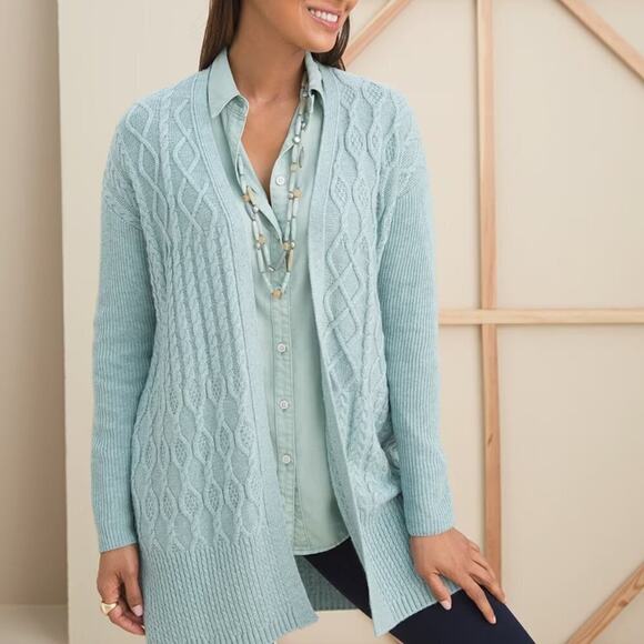 Chico's Sweaters - Chico's Women's Cable Stitch Knit Cardigan Wool Cashmere Blend